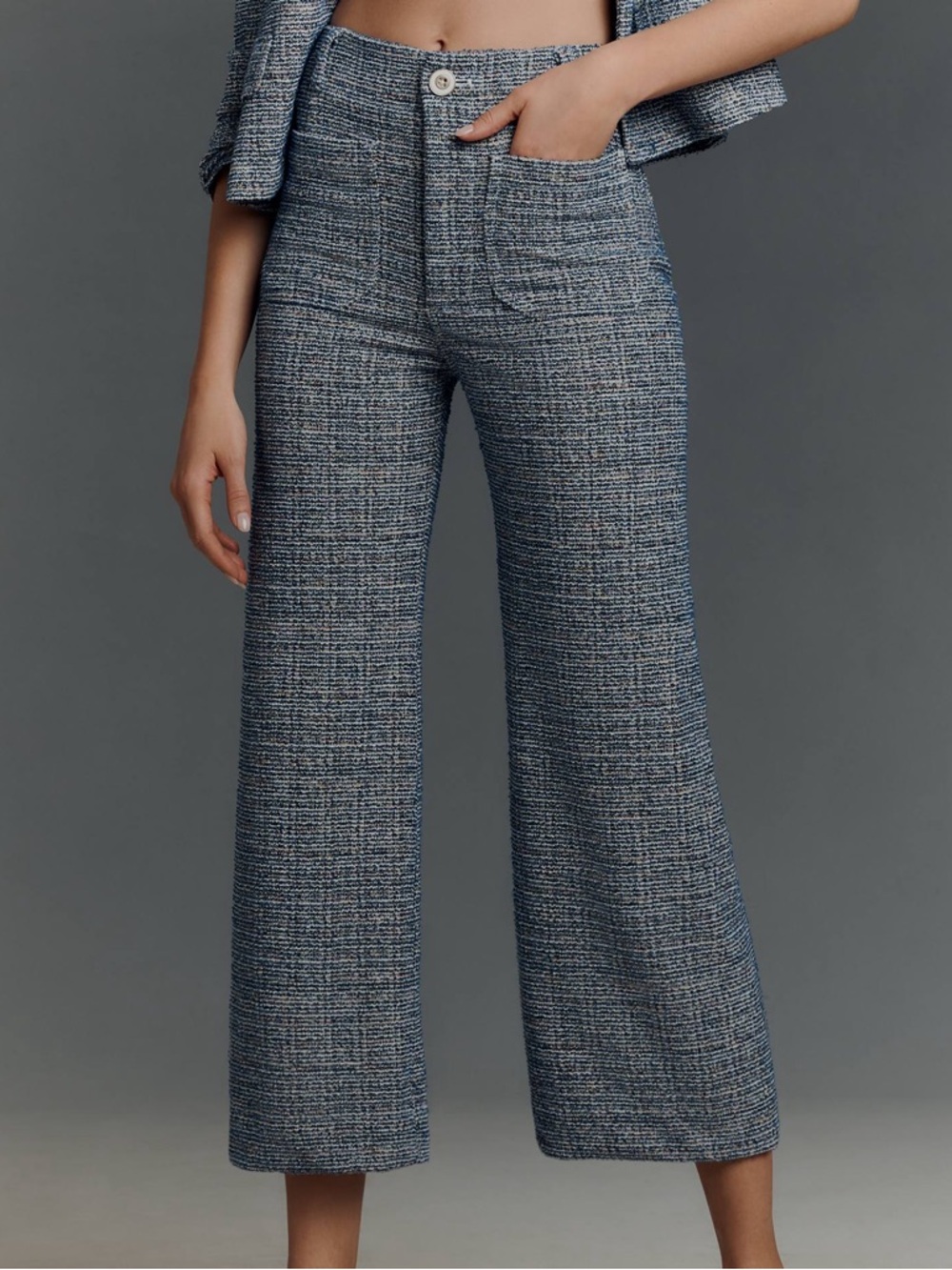 The Colette Tweed Crop Wide-Leg Pants by Maeve